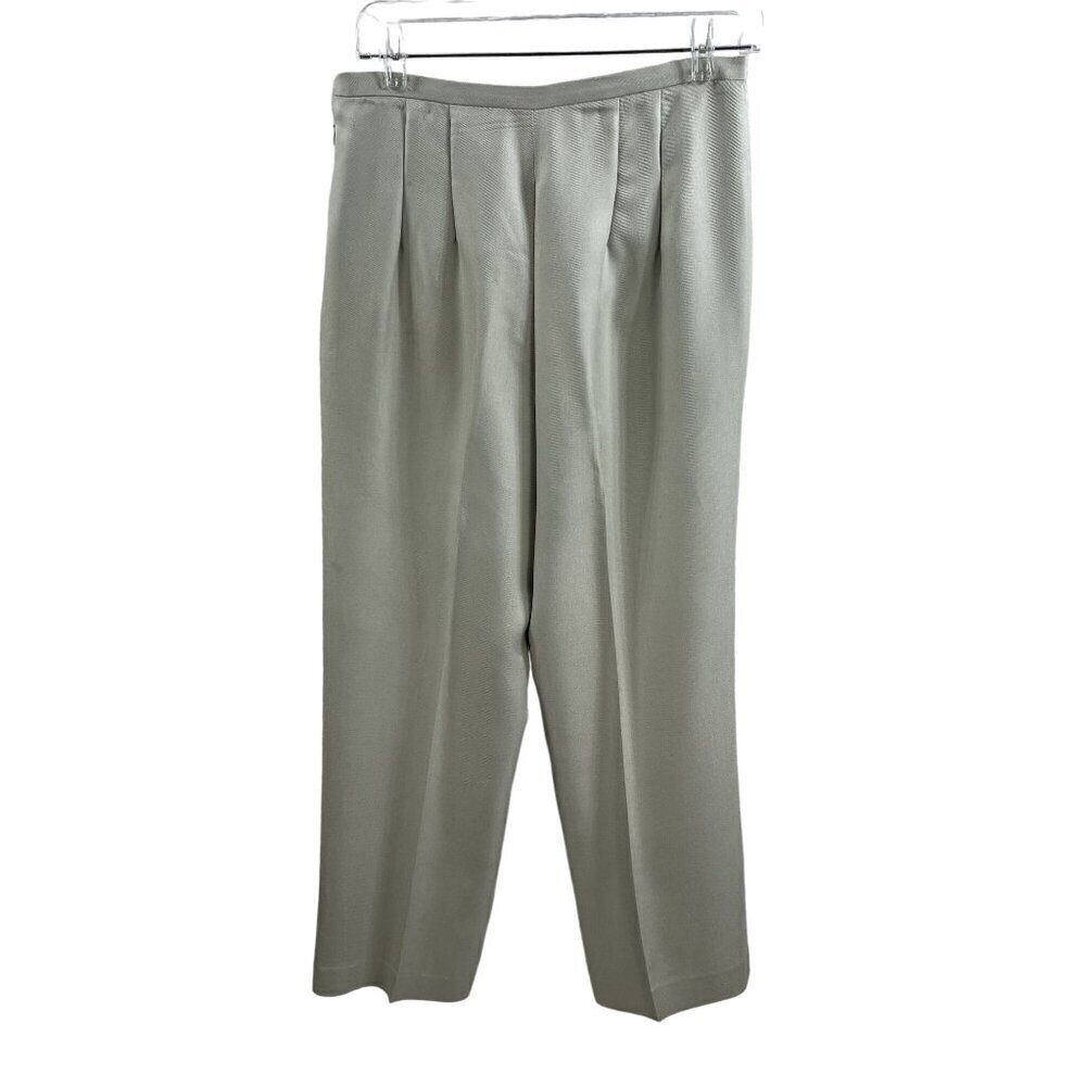 Talbots Pure Silk Pants Size 8 off white Side Zip Straight Leg Career Business